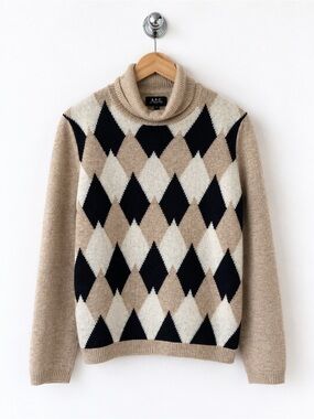 A.P.C July Argyle Turtleneck Sweater